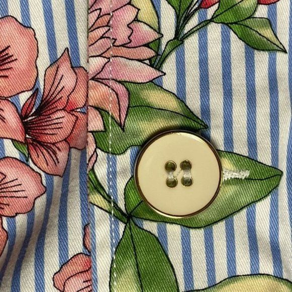 Rafaella Floral Tapered‎ Blazer Crewneck Jacket Womens Sz Large Blue Striped - Picture 4 of 12